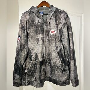 NFL Kansas City Chiefs Reebok OnField Full Zip Hoodie Geometric Gray Size 2XL